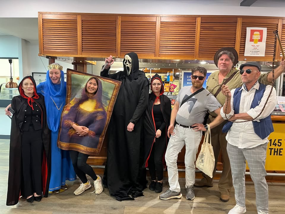 Featured image for “SHOUT OUT to last weeks trivia winners for their awesome costumes at our movie themed trivia! It’s not everyday you see Indiana Jones and the Mona Lisa in the club!”