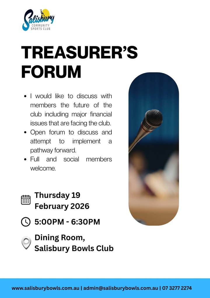 Featured image for “TREASURERS FORUM – THIS THURSDAY”
