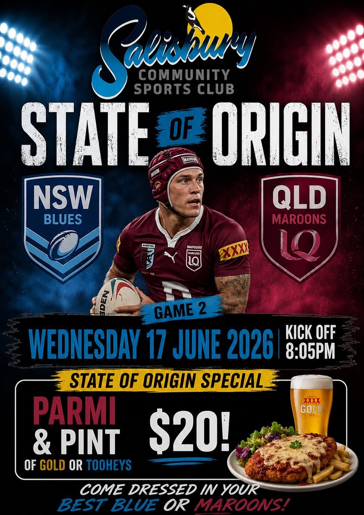 Featured image for “State of Origin Game 2 Live at Salisbury Sports Bowlo”