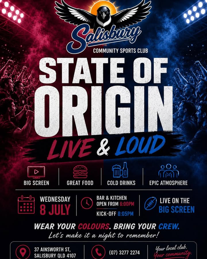 Featured image for “State of Origin Live & Loud at Salisbury Sports This Wednesday”